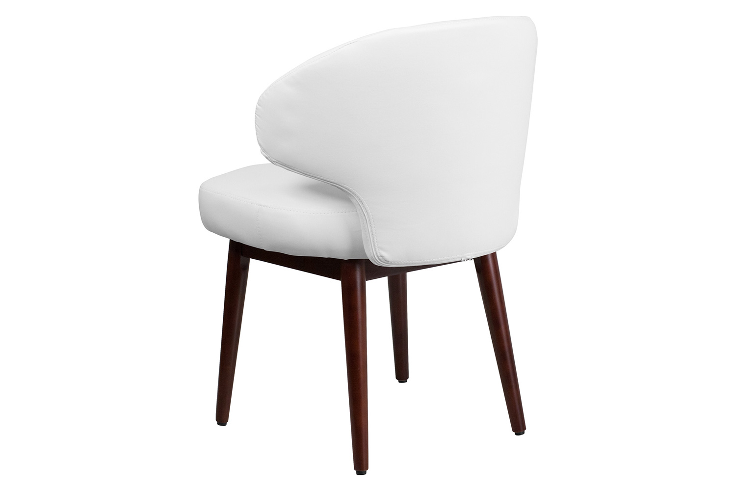 BLNK Comfort Back Series LeatherSoft Side Reception Chair with Walnut Legs - White