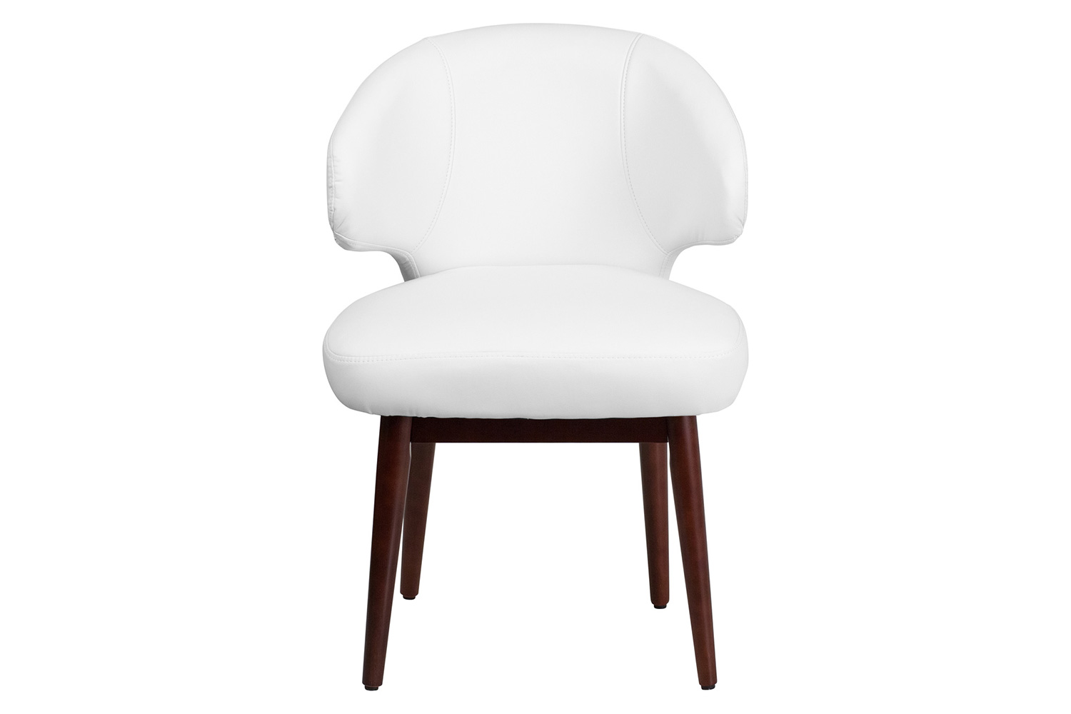 BLNK Comfort Back Series LeatherSoft Side Reception Chair with Walnut Legs - White
