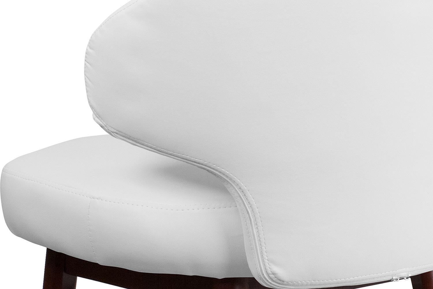 BLNK Comfort Back Series LeatherSoft Side Reception Chair with Walnut Legs - White