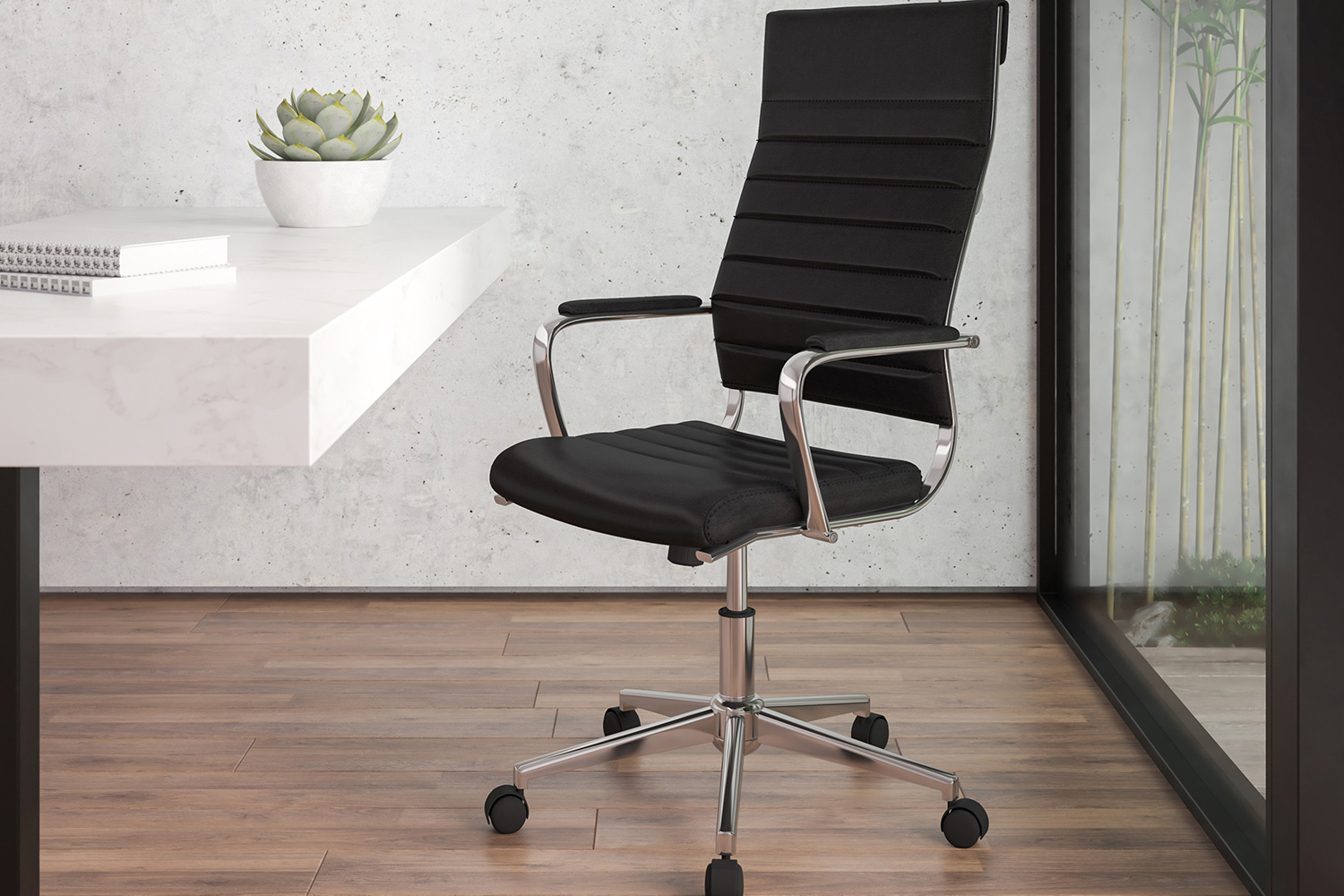 BLNK - Hansel LeatherSoft High-Back Contemporary Ribbed Executive Swivel Office Chair