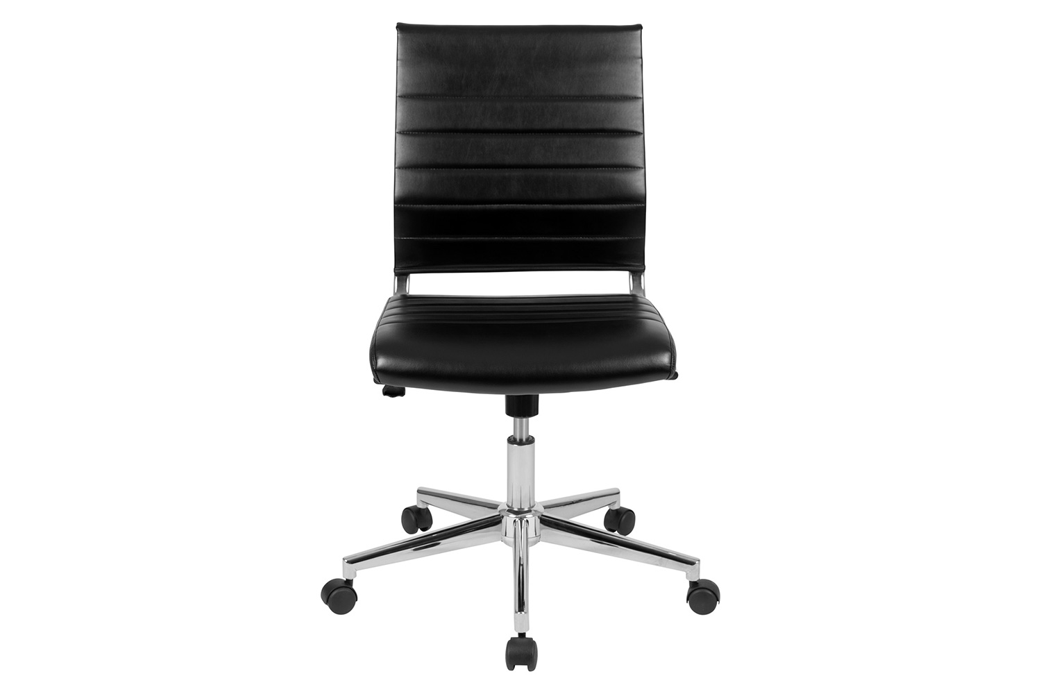 BLNK Hansel LeatherSoft Mid-Back Armless Contemporary Ribbed Executive Swivel Office Chair - Black