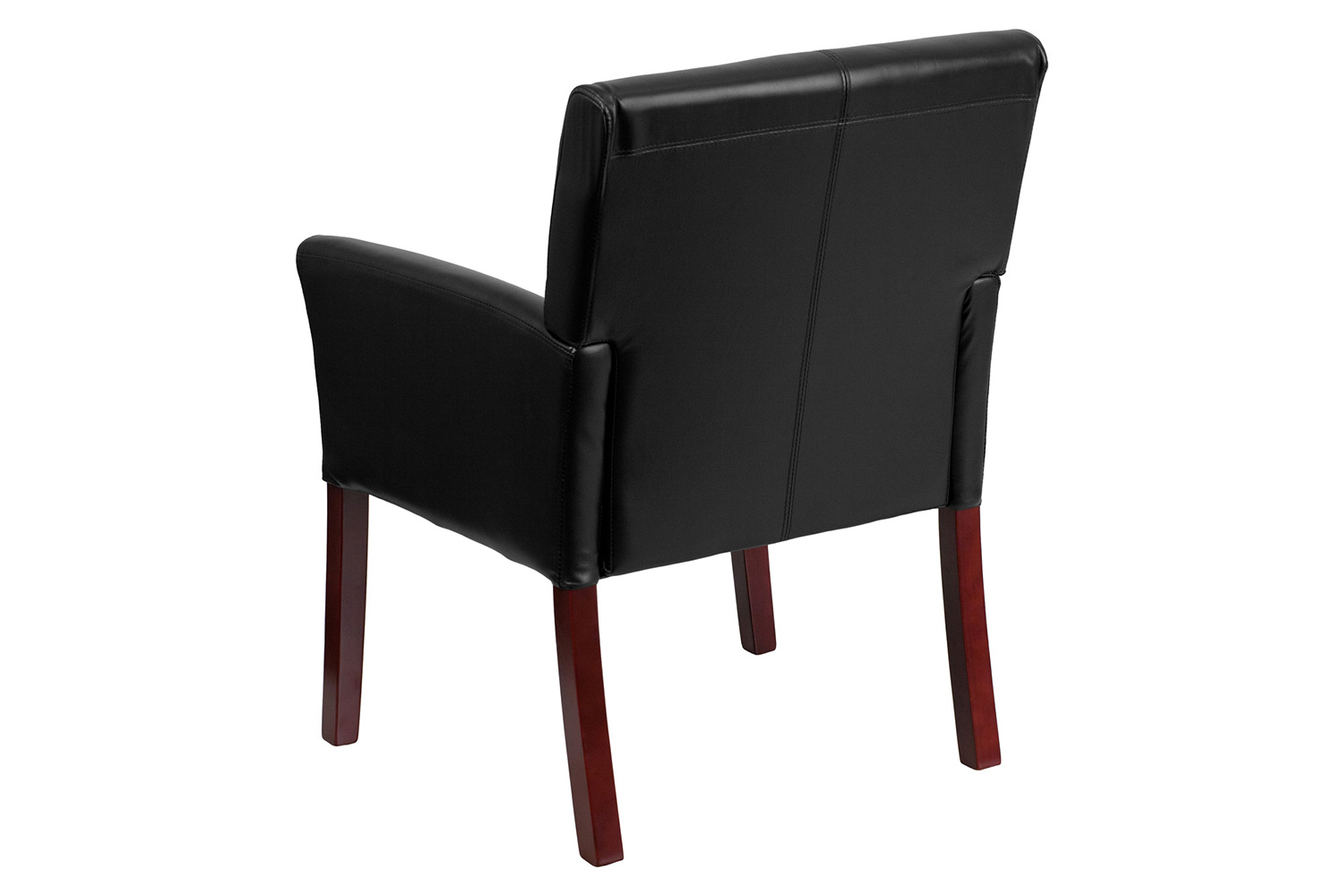 BLNK Taylor LeatherSoft Executive Side Reception Chair with Mahogany Legs - Black
