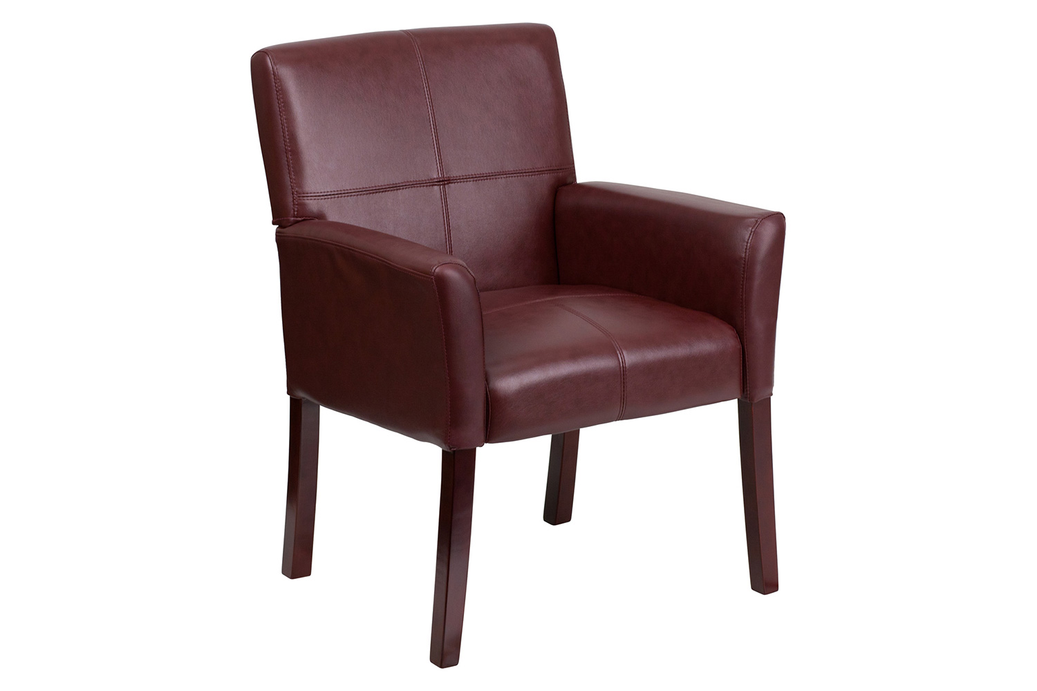 BLNK Taylor LeatherSoft Executive Side Reception Chair with Mahogany Legs - Burgundy