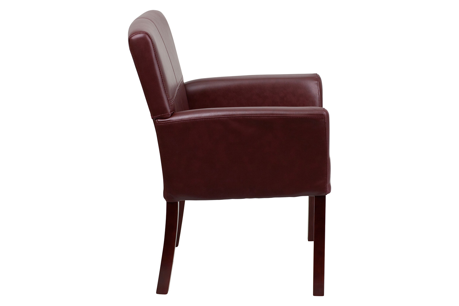 BLNK Taylor LeatherSoft Executive Side Reception Chair with Mahogany Legs - Burgundy