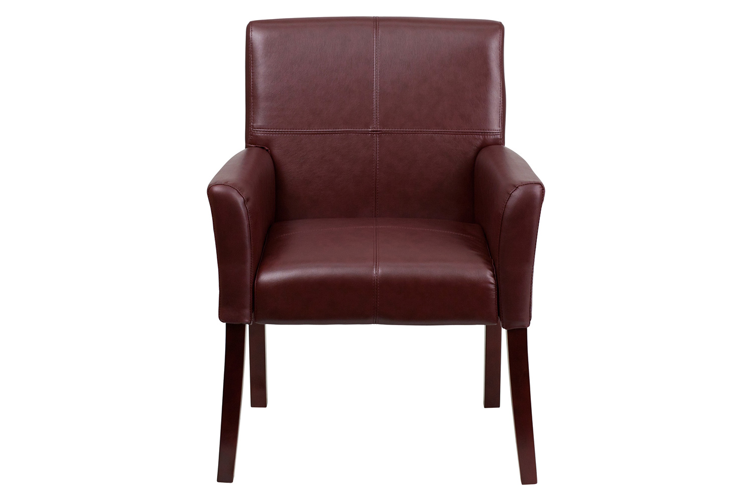 BLNK Taylor LeatherSoft Executive Side Reception Chair with Mahogany Legs - Burgundy