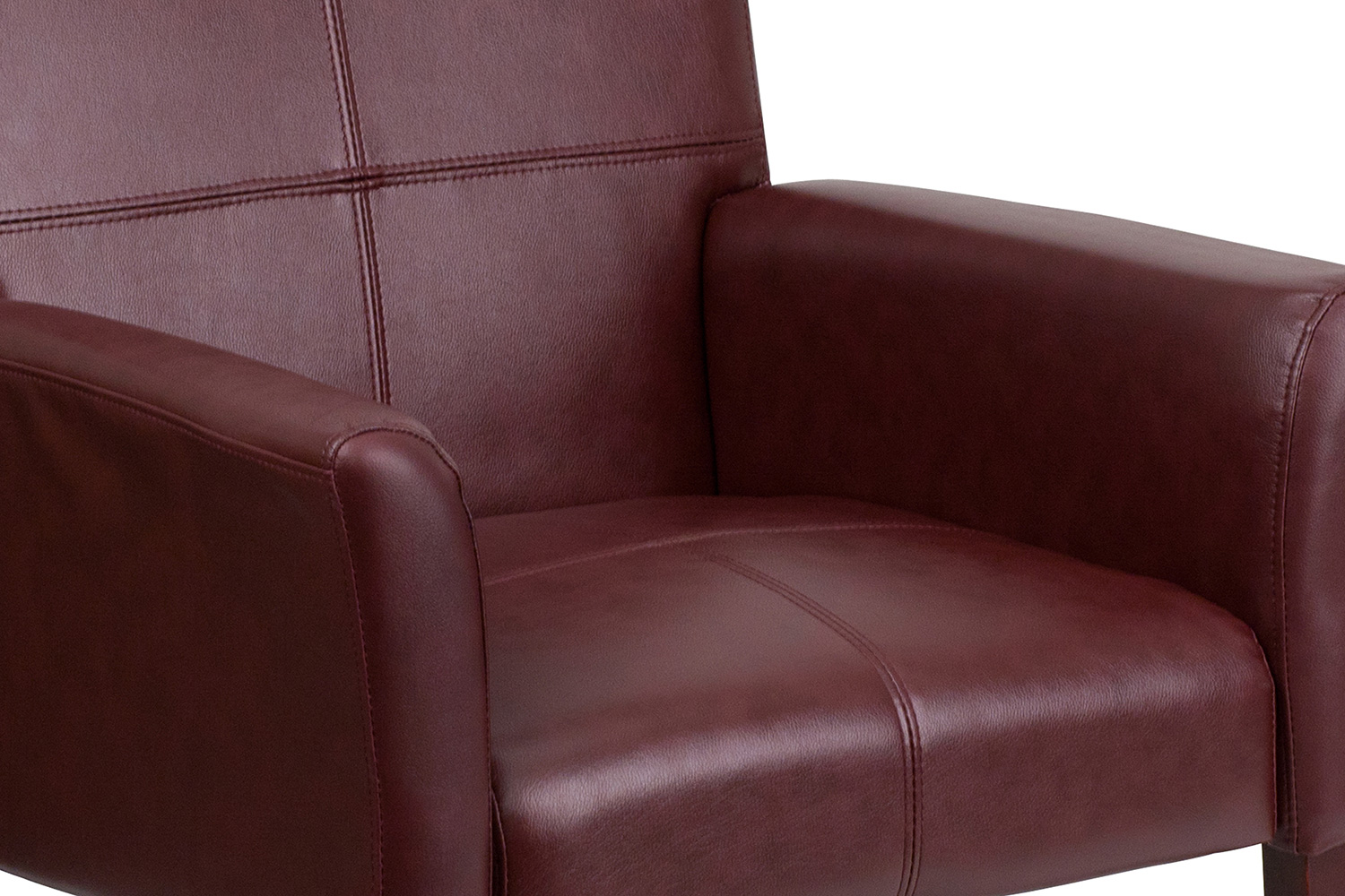 BLNK Taylor LeatherSoft Executive Side Reception Chair with Mahogany Legs - Burgundy