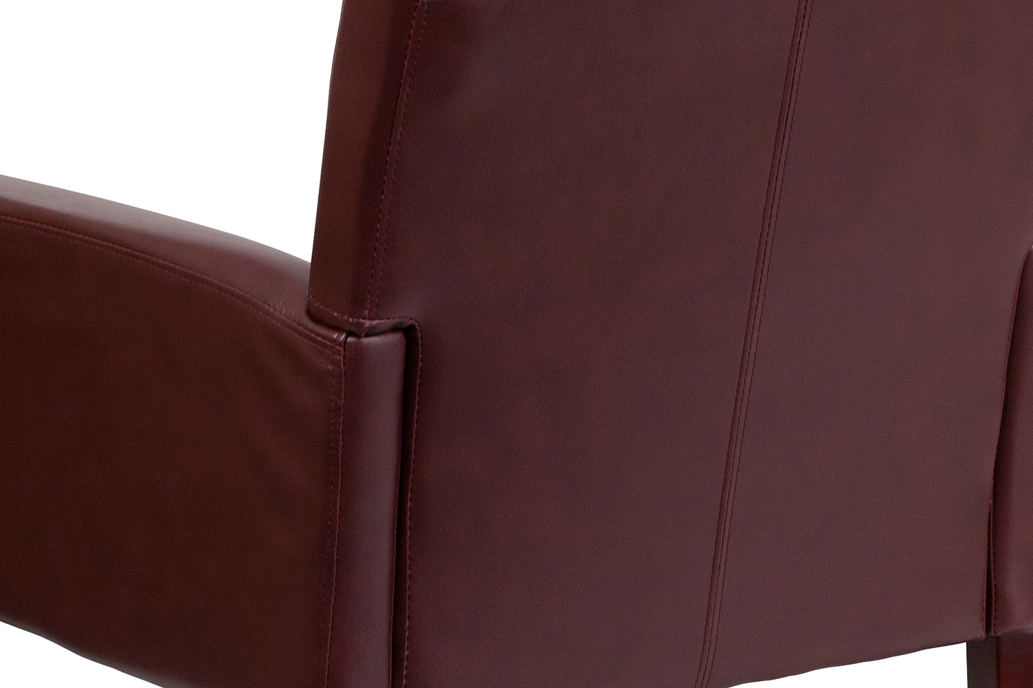 BLNK Taylor LeatherSoft Executive Side Reception Chair with Mahogany Legs - Burgundy