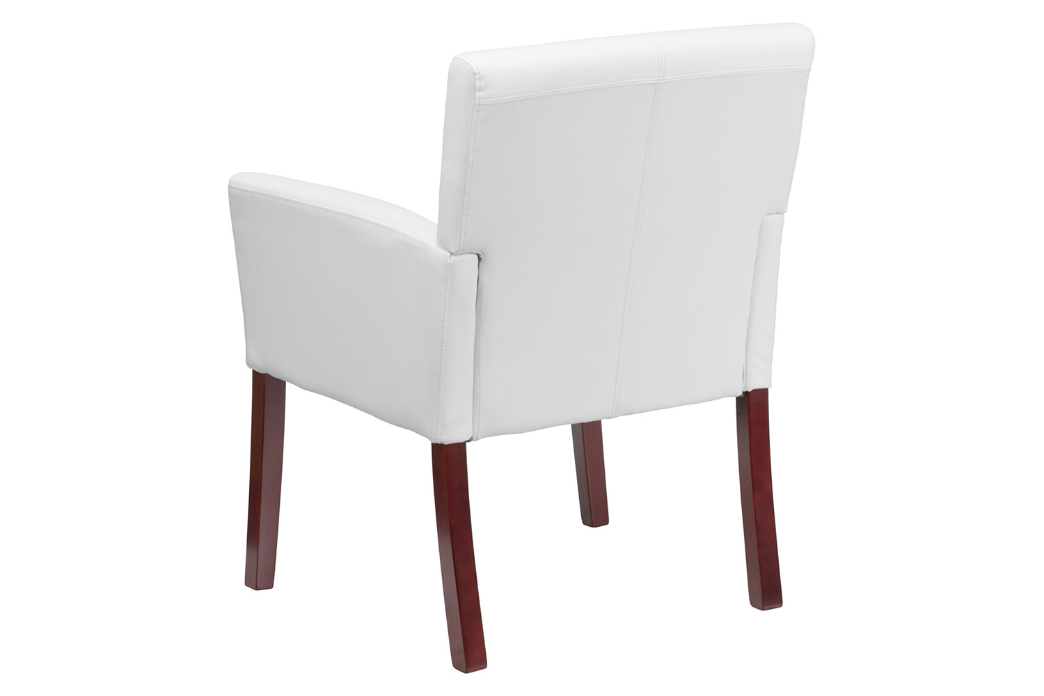BLNK Taylor LeatherSoft Executive Side Reception Chair with Mahogany Legs - White