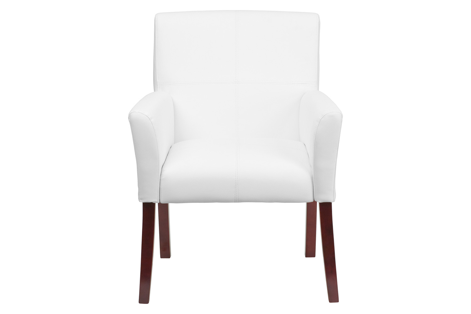 BLNK Taylor LeatherSoft Executive Side Reception Chair with Mahogany Legs - White
