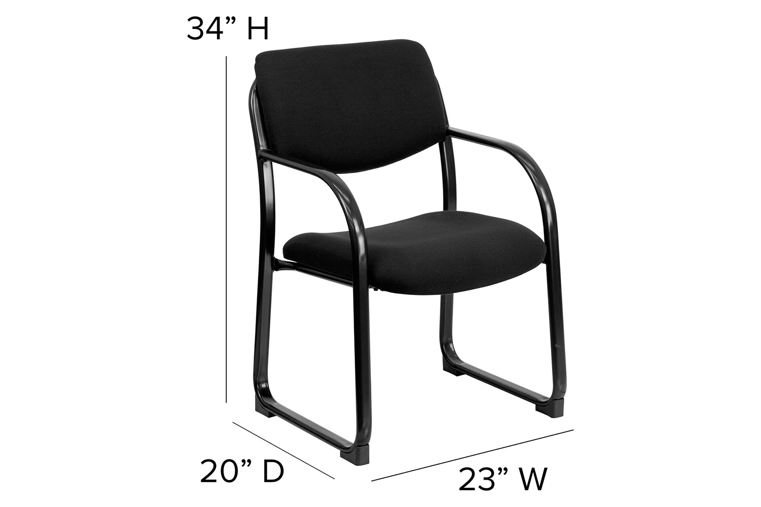 BLNK Richie Fabric Executive Side Reception Chair with Sled Base - Black