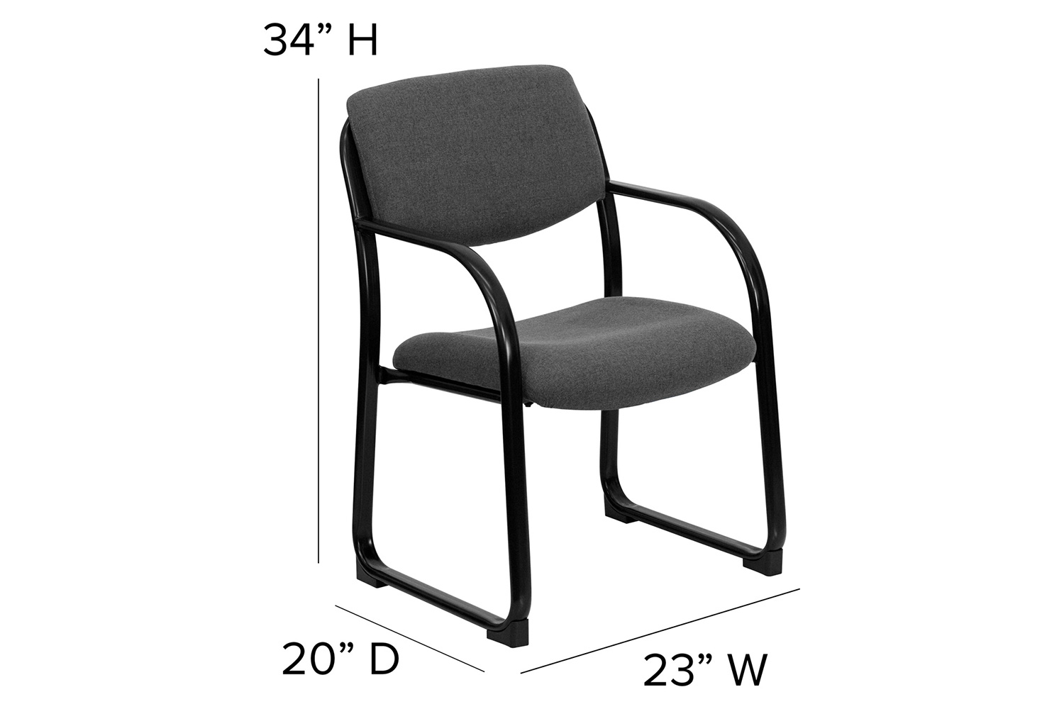 BLNK Richie Fabric Executive Side Reception Chair with Sled Base - Gray
