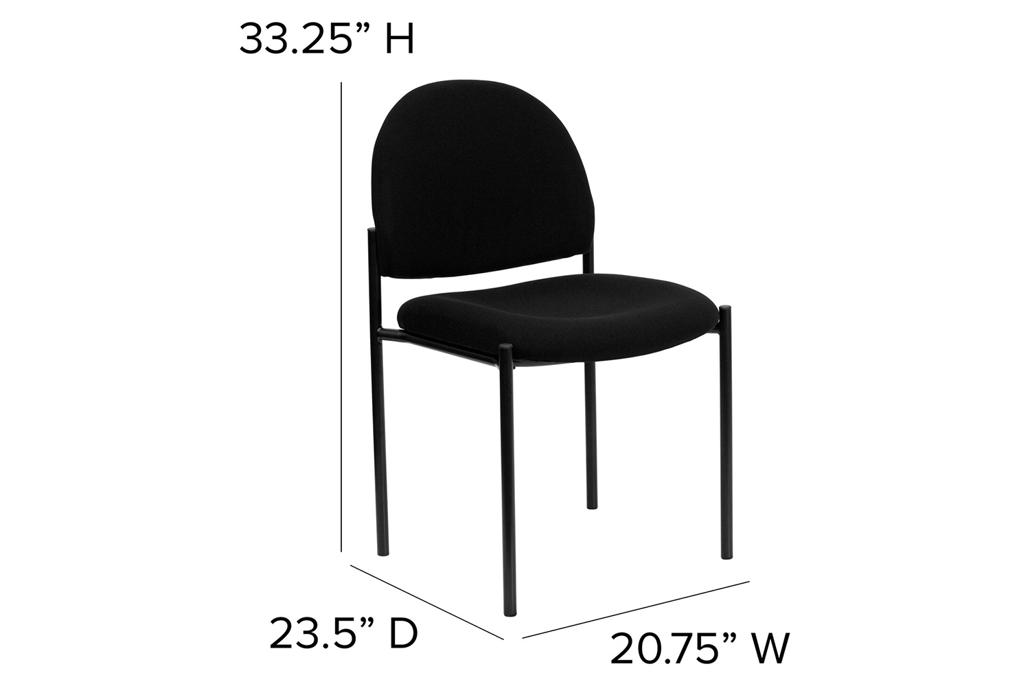 BLNK Tania Comfort Fabric Stackable Steel Side Reception Chair - Black
