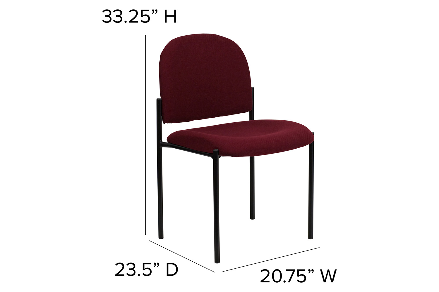 BLNK Tania Comfort Fabric Stackable Steel Side Reception Chair - Burgundy