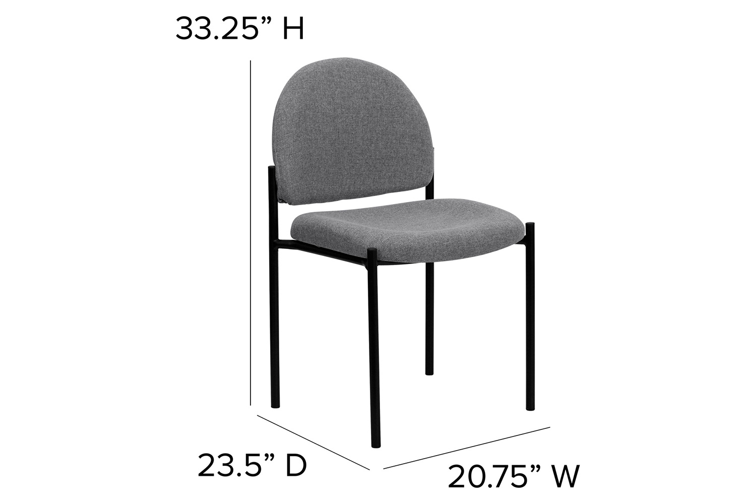 BLNK Tania Comfort Fabric Stackable Steel Side Reception Chair - Gray