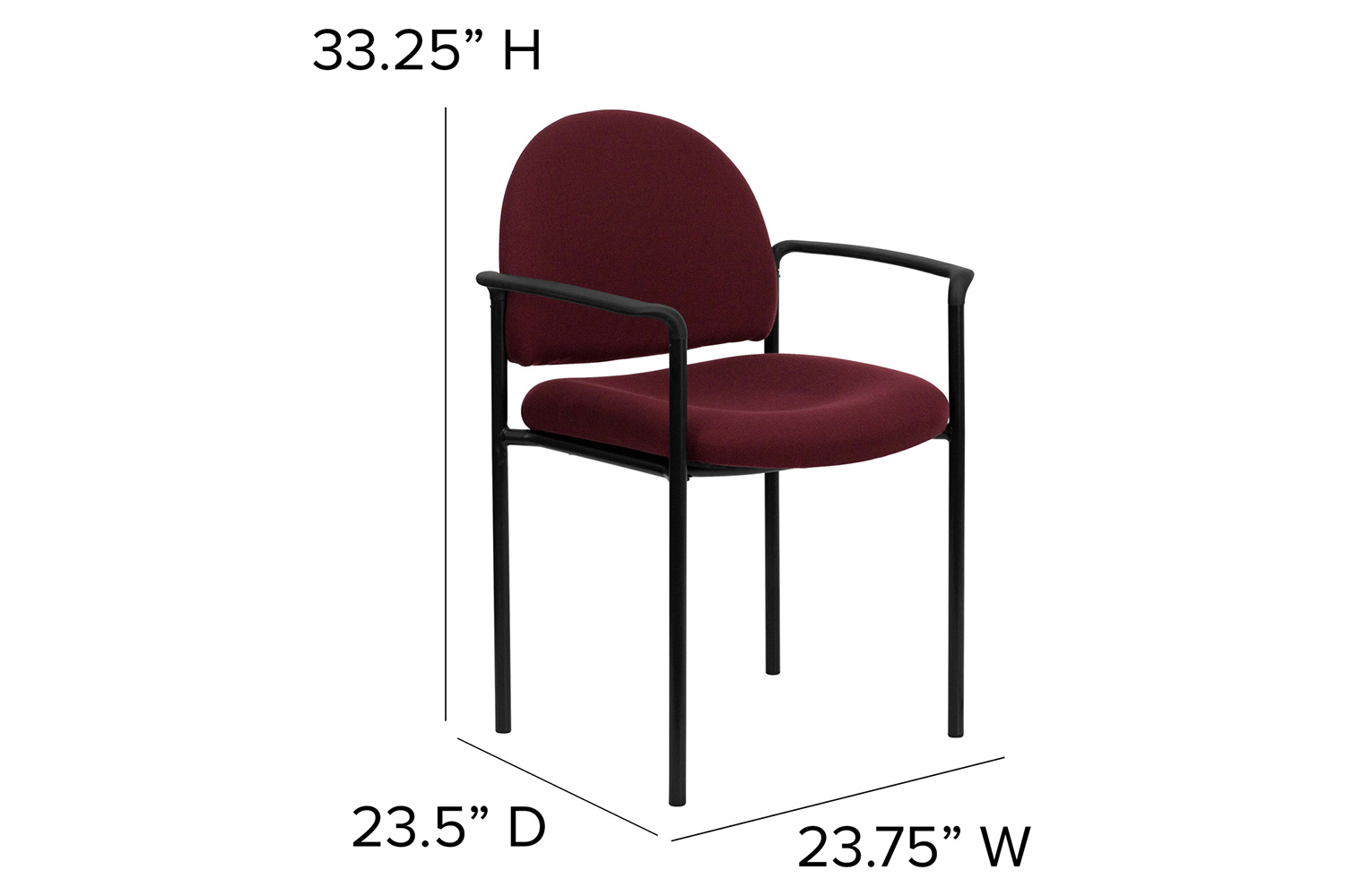 BLNK Tiffany Comfort Fabric Stackable Steel Side Reception Chair with Arms - Burgundy