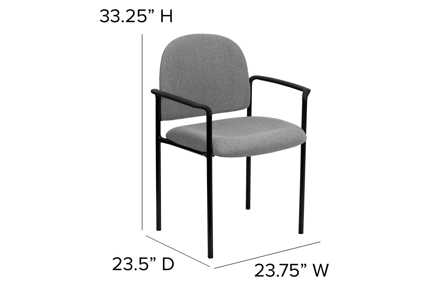 BLNK Tiffany Comfort Fabric Stackable Steel Side Reception Chair with Arms - Gray