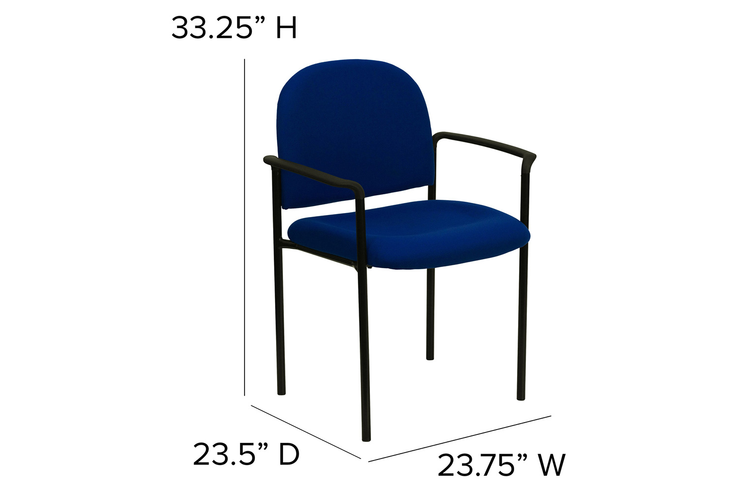 BLNK Tiffany Comfort Fabric Stackable Steel Side Reception Chair with Arms - Navy