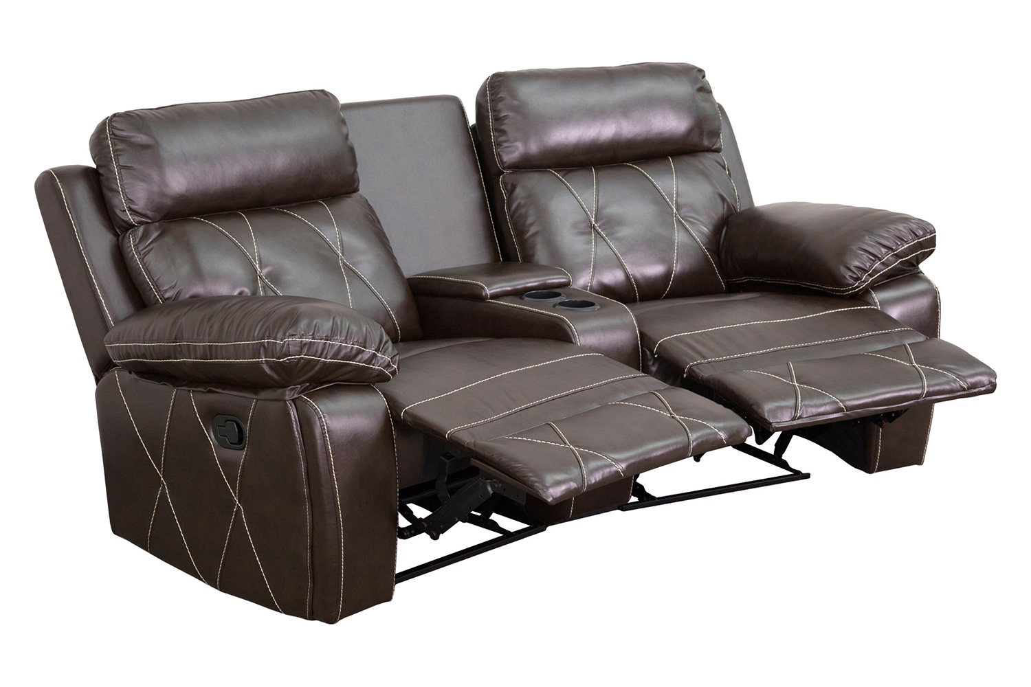 BLNK - Reel Comfort Series LeatherSoft 2-Seat Reclining Theater Seating Unit with Curved Cup Holders
