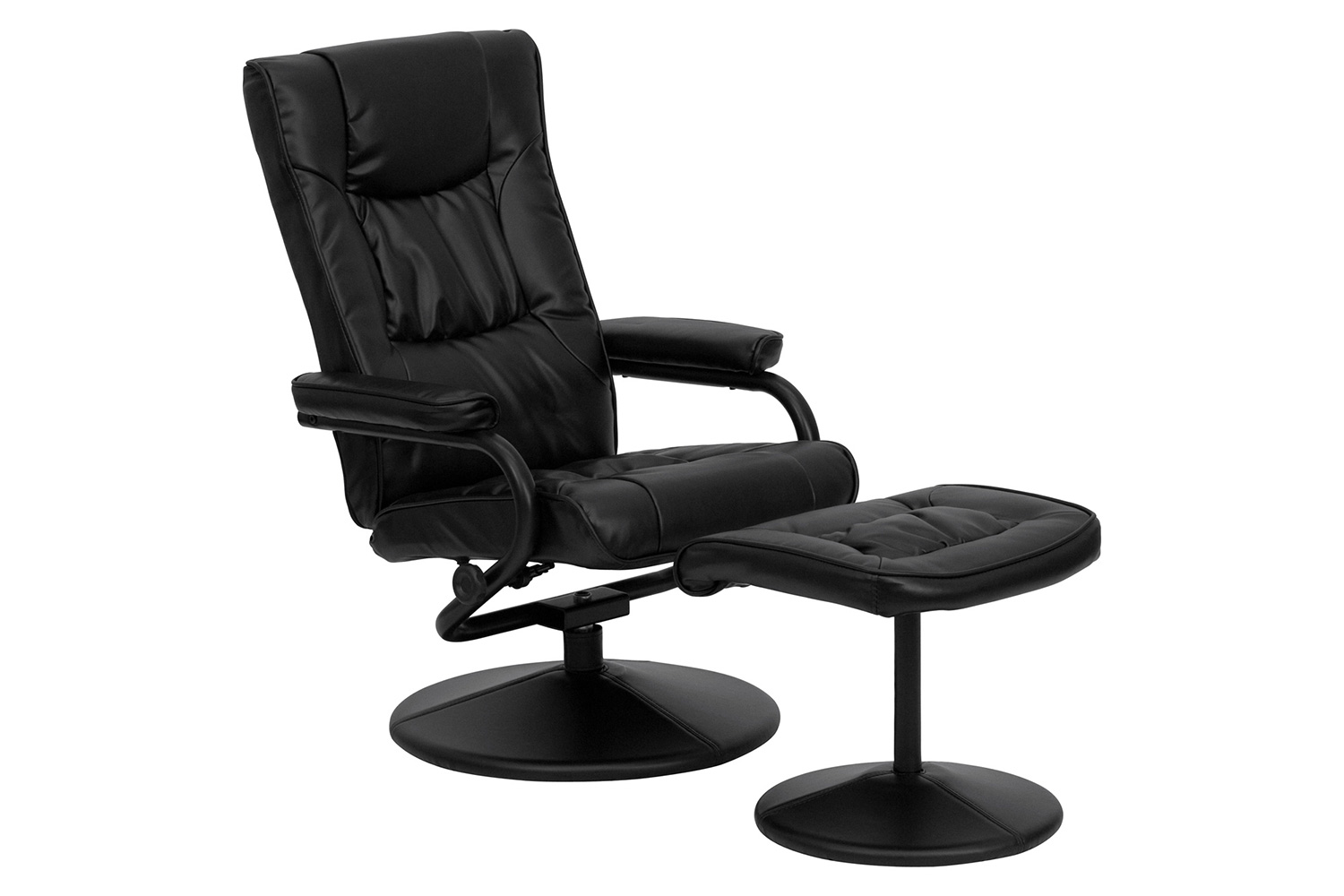 BLNK Rachel LeatherSoft Contemporary Multi-Position Recliner and Ottoman with Wrapped Base - Black