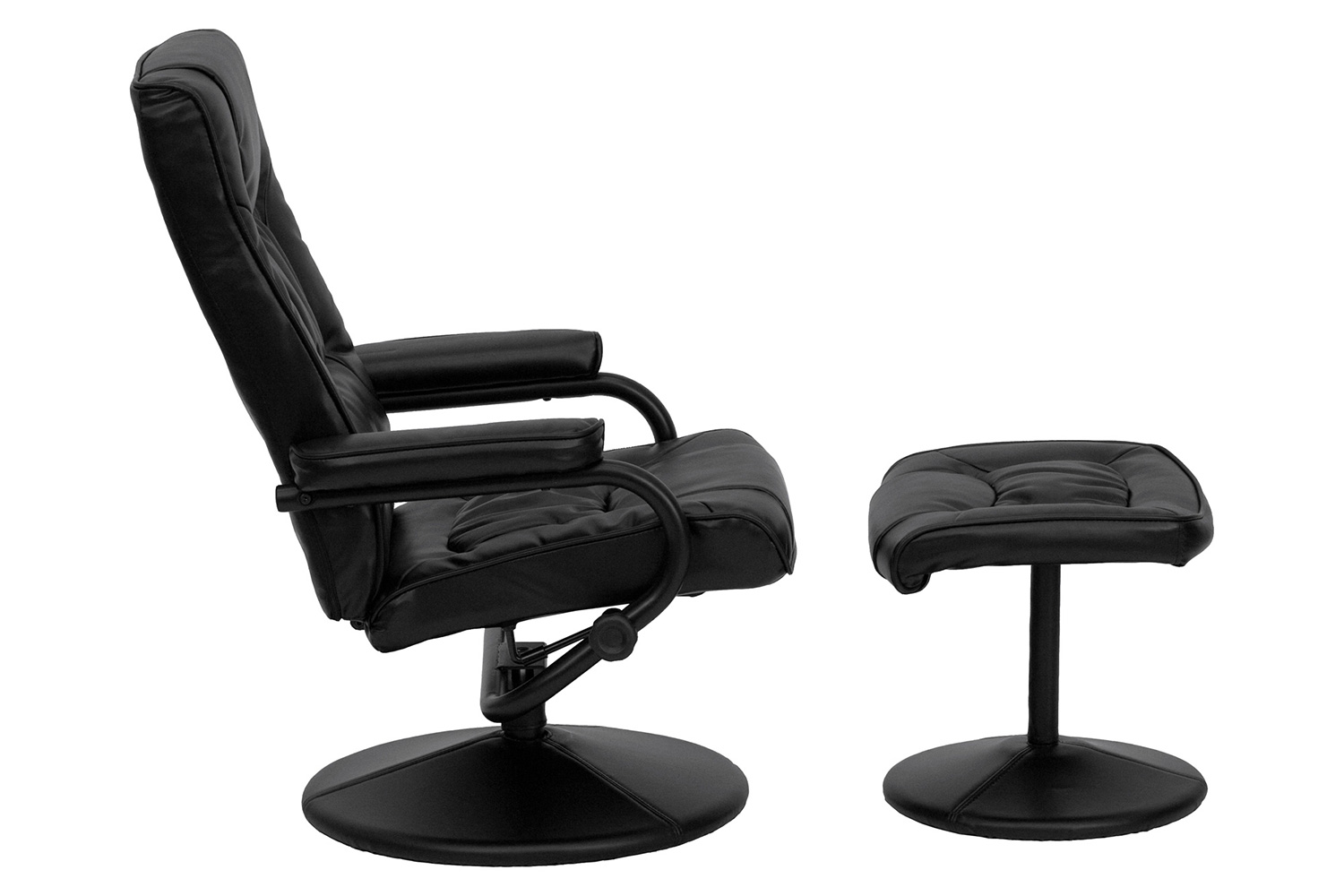 BLNK Rachel LeatherSoft Contemporary Multi-Position Recliner and Ottoman with Wrapped Base - Black
