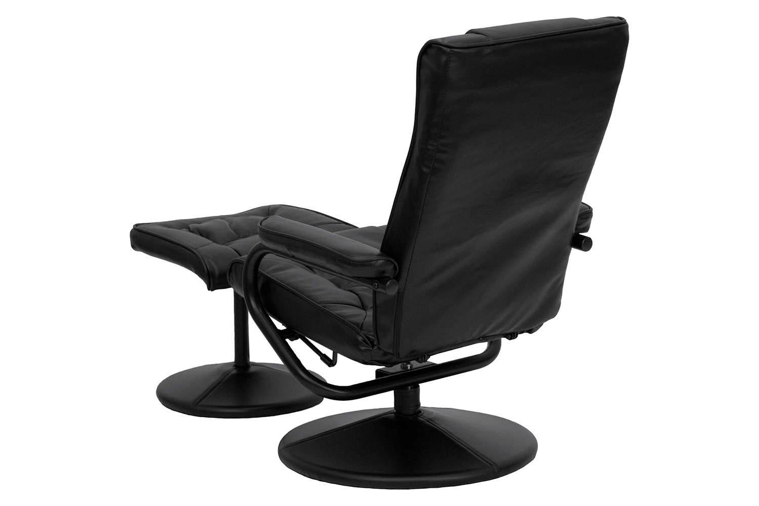 BLNK Rachel LeatherSoft Contemporary Multi-Position Recliner and Ottoman with Wrapped Base - Black