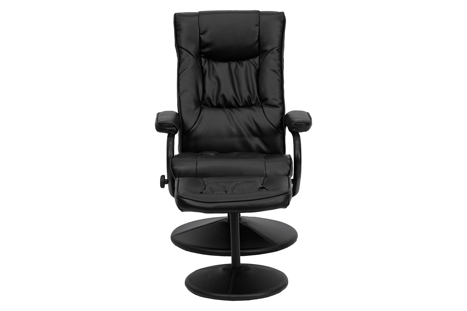 BLNK Rachel LeatherSoft Contemporary Multi-Position Recliner and Ottoman with Wrapped Base - Black
