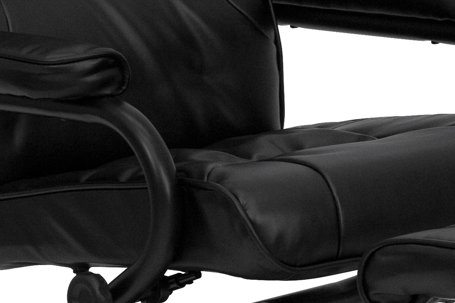 BLNK Rachel LeatherSoft Contemporary Multi-Position Recliner and Ottoman with Wrapped Base - Black