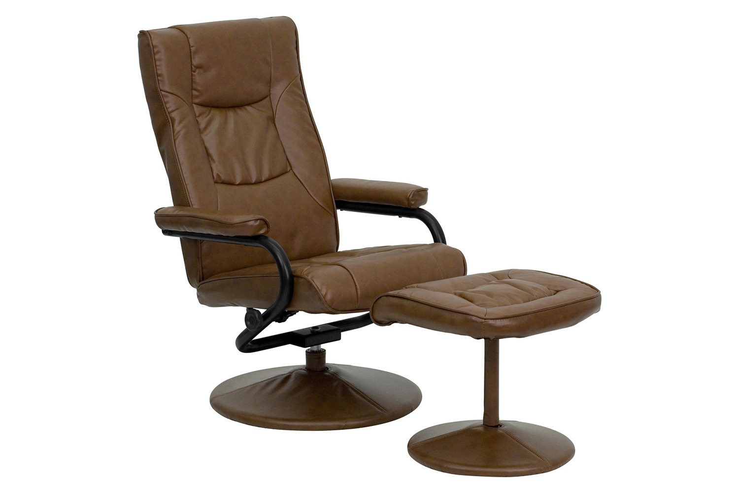 BLNK Rachel LeatherSoft Contemporary Multi-Position Recliner and Ottoman with Wrapped Base - Palimino