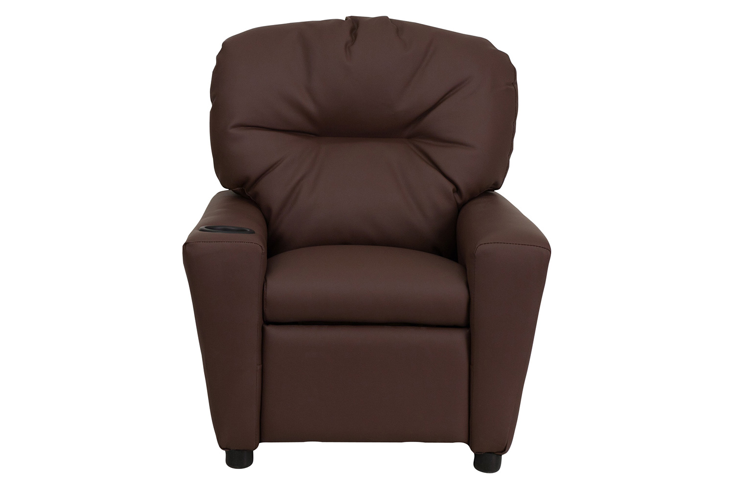 BLNK Chandler LeatherSoft Contemporary Kids Recliner with Cup Holder - Brown