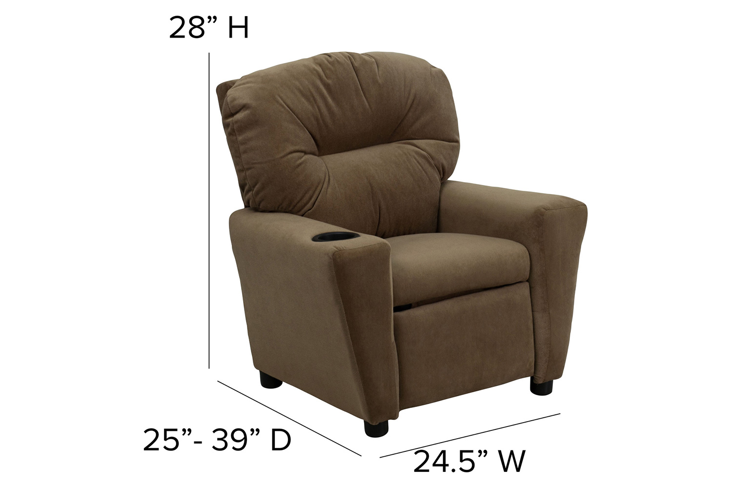 BLNK Chandler Microfiber Contemporary Kids Recliner with Cup Holder - Brown