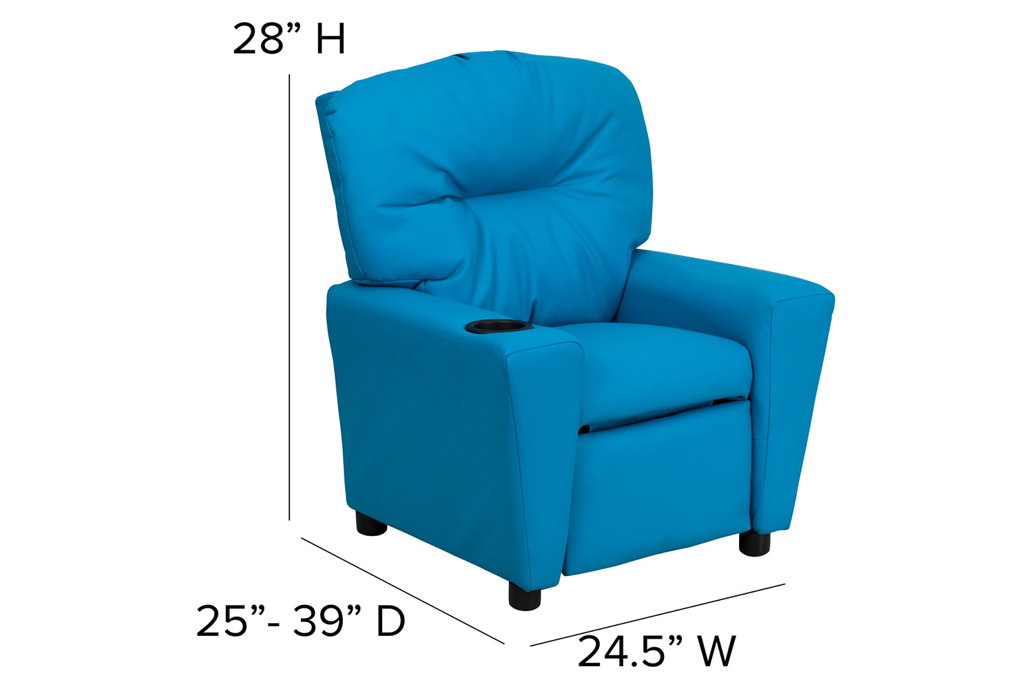 BLNK Chandler Vinyl Contemporary Kids Recliner with Cup Holder - Turquoise