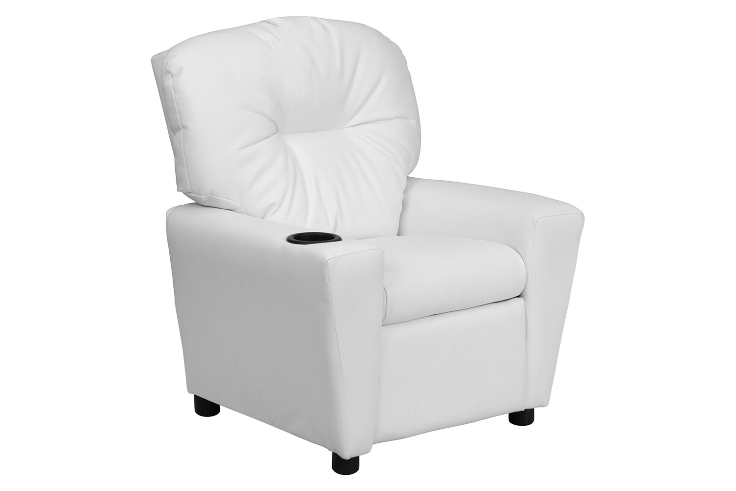 BLNK Chandler Vinyl Contemporary Kids Recliner with Cup Holder - White