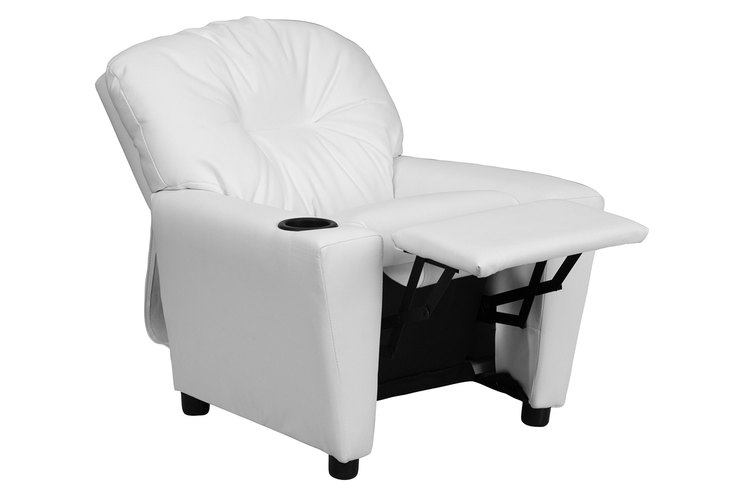 BLNK Chandler Vinyl Contemporary Kids Recliner with Cup Holder - White