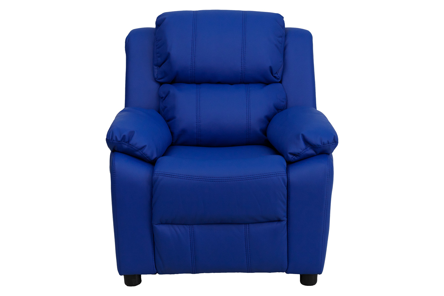 BLNK Charlie Deluxe Vinyl Padded Contemporary Kids Recliner with Storage Arms - Blue