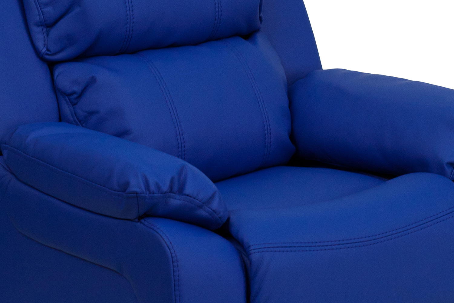 BLNK Charlie Deluxe Vinyl Padded Contemporary Kids Recliner with Storage Arms - Blue