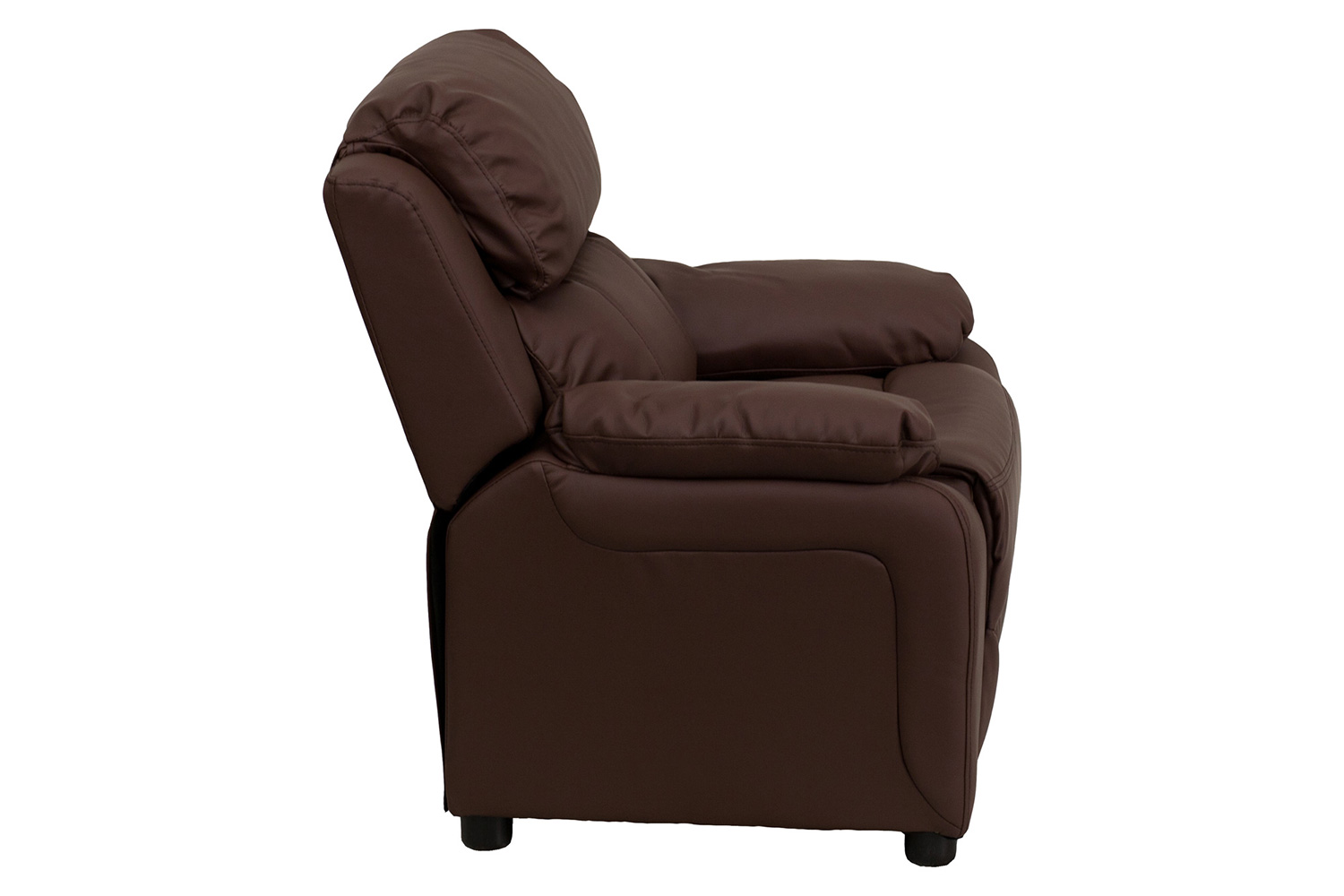 BLNK Charlie Deluxe LeatherSoft Padded Contemporary Kids Recliner with Storage Arms - Brown