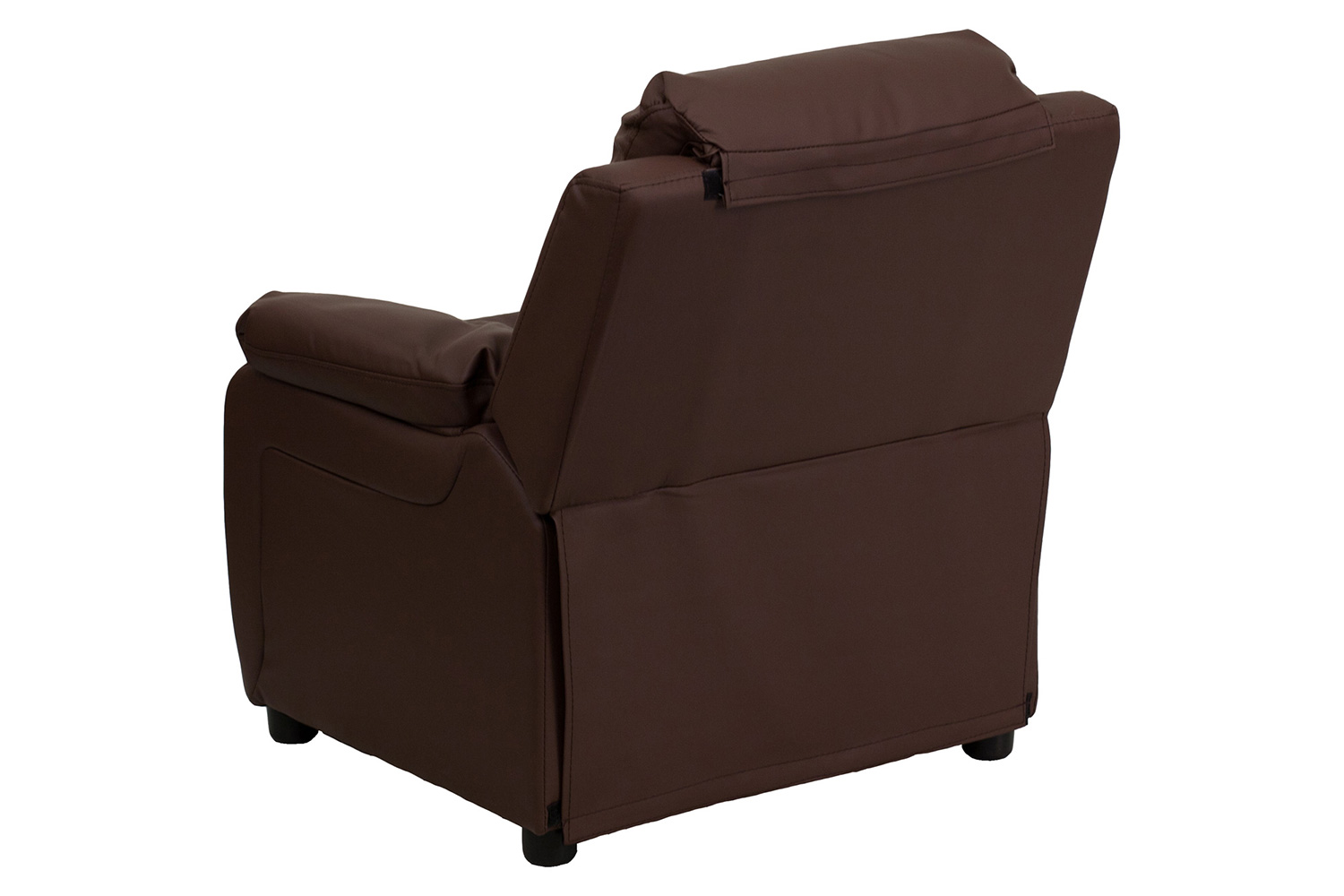 BLNK Charlie Deluxe LeatherSoft Padded Contemporary Kids Recliner with Storage Arms - Brown