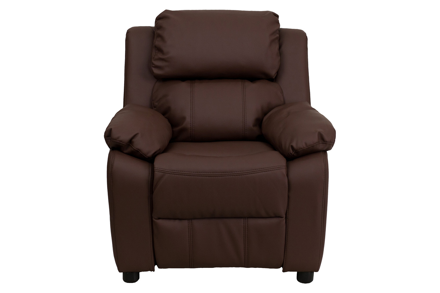 BLNK Charlie Deluxe LeatherSoft Padded Contemporary Kids Recliner with Storage Arms - Brown