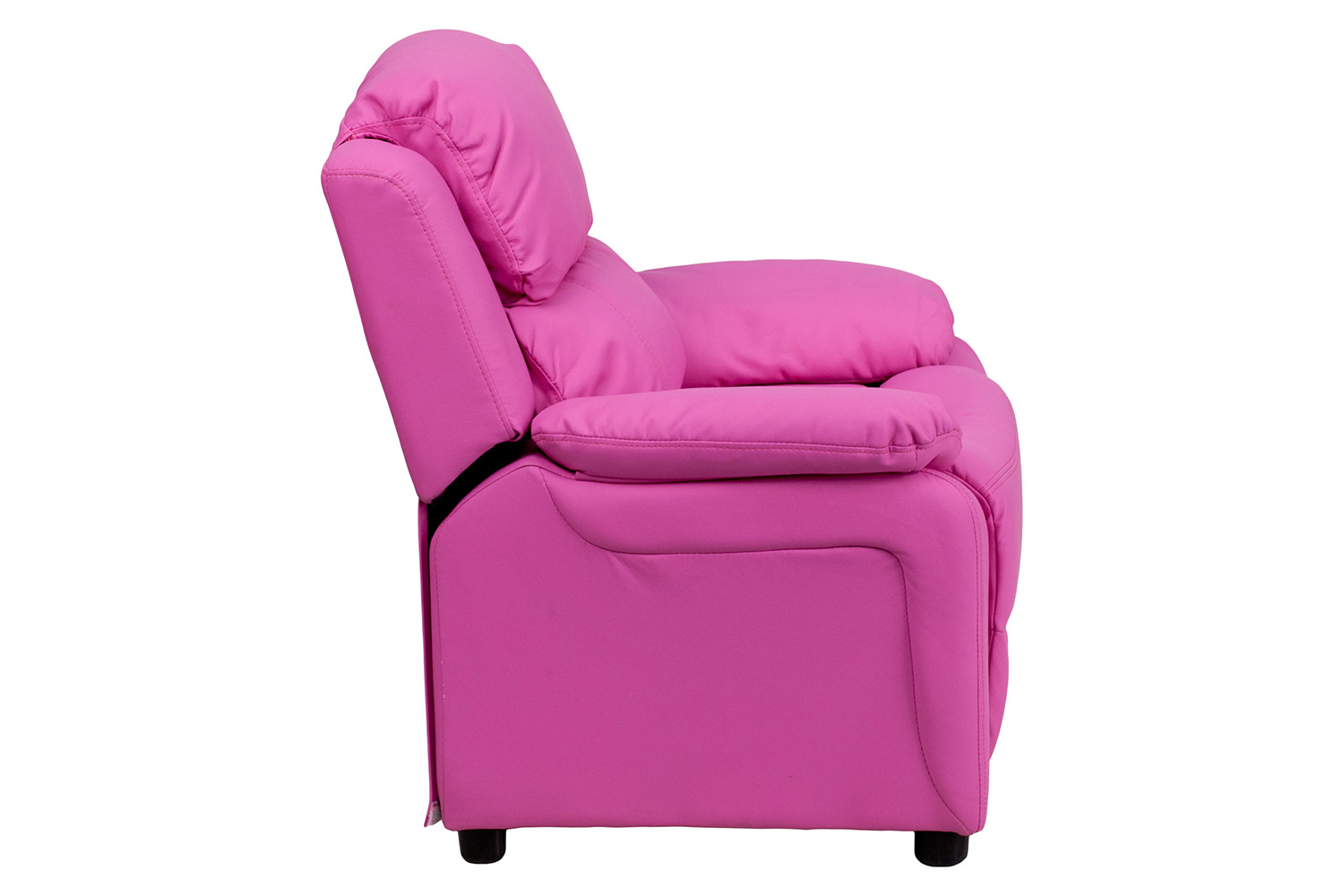 BLNK Charlie Deluxe Vinyl Padded Contemporary Kids Recliner with Storage Arms - Hot Pink
