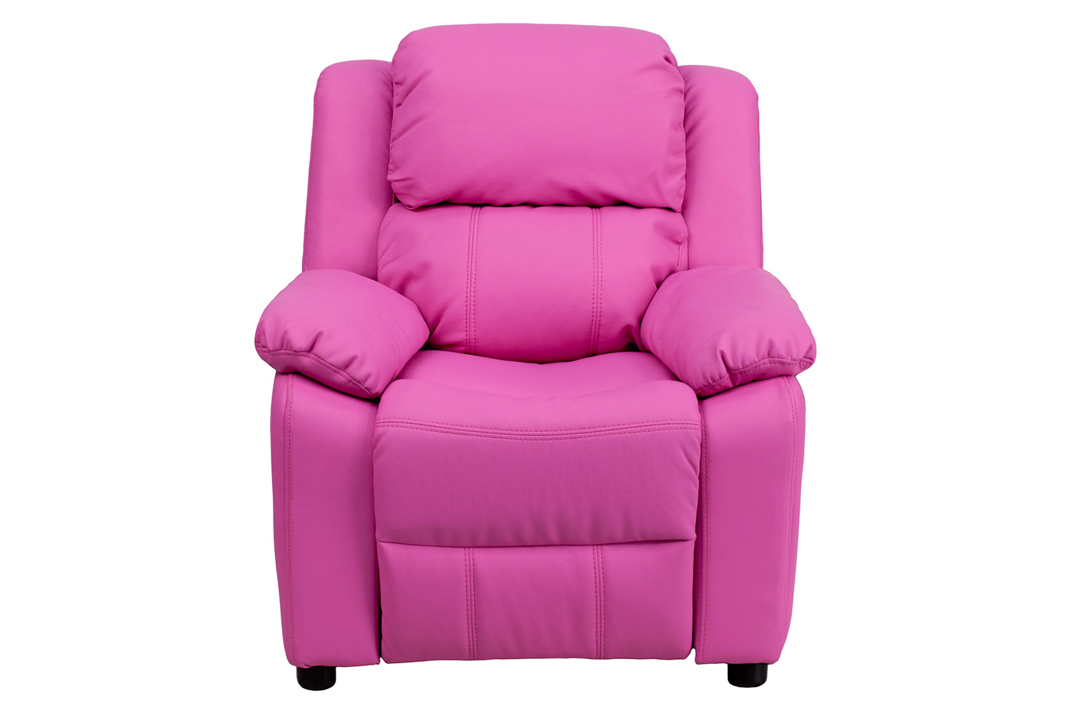 BLNK Charlie Deluxe Vinyl Padded Contemporary Kids Recliner with Storage Arms - Hot Pink