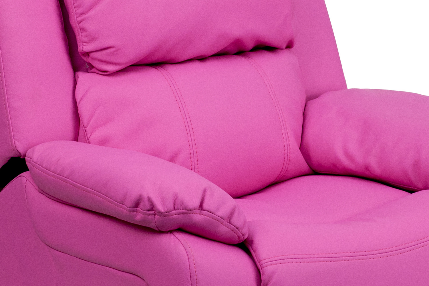 BLNK Charlie Deluxe Vinyl Padded Contemporary Kids Recliner with Storage Arms - Hot Pink