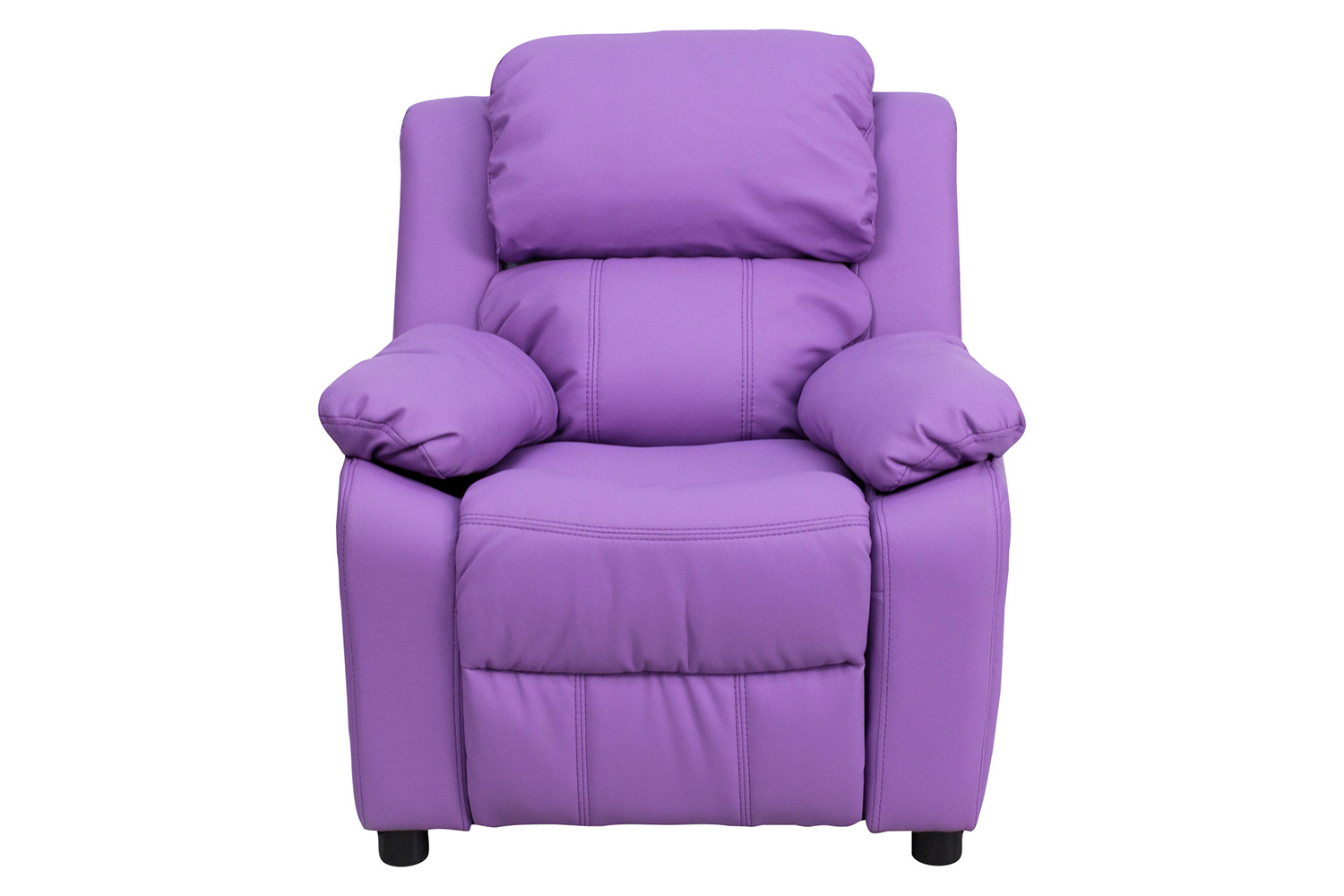 BLNK Charlie Deluxe Vinyl Padded Contemporary Kids Recliner with Storage Arms - Lavender