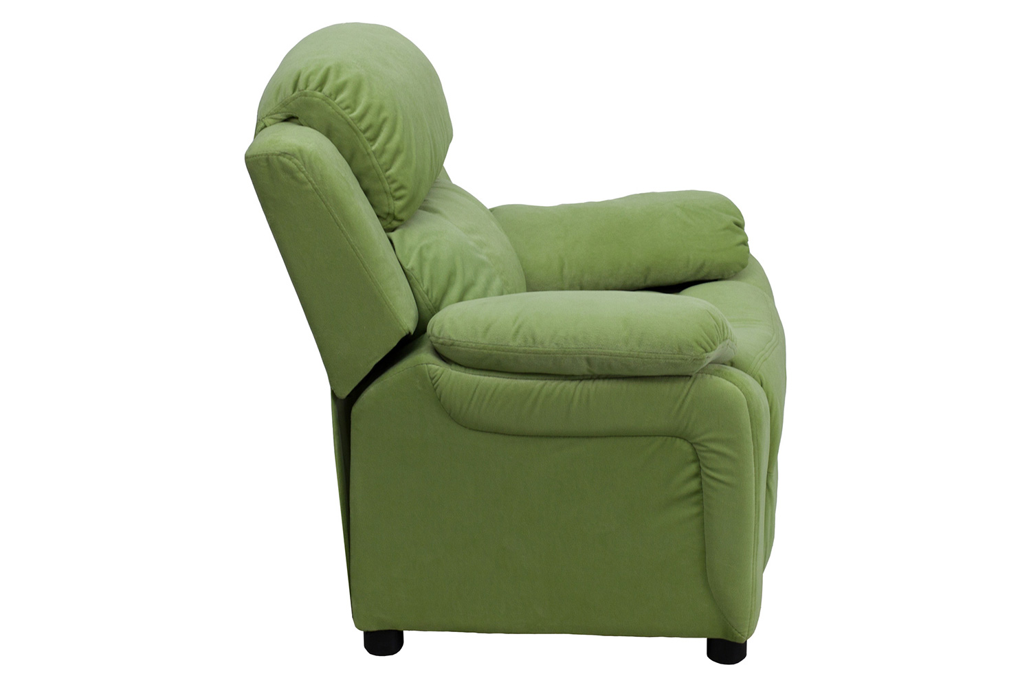 BLNK Charlie Deluxe Microfiber Padded Contemporary Kids Recliner with Storage Arms - Avocado