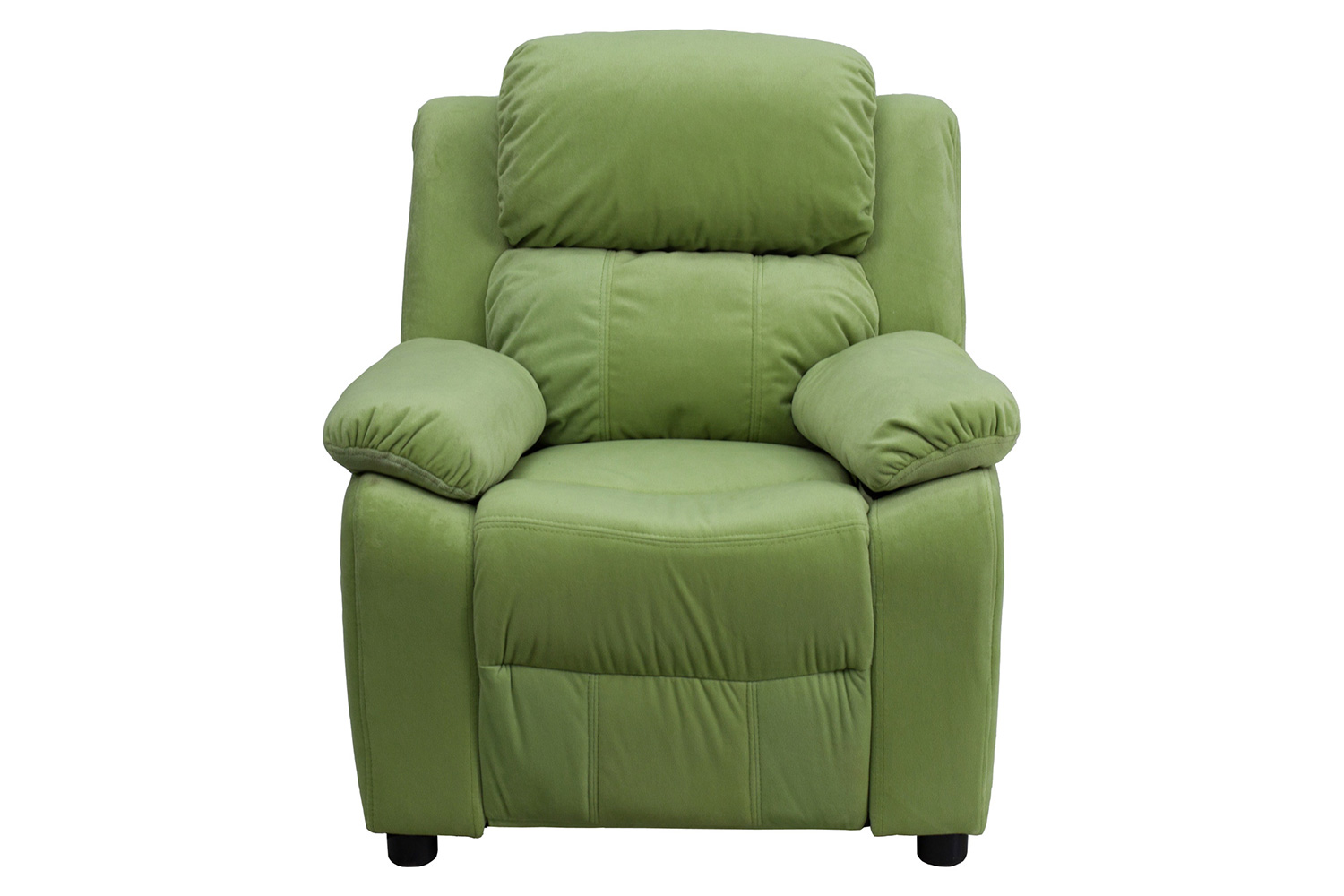 BLNK Charlie Deluxe Microfiber Padded Contemporary Kids Recliner with Storage Arms - Avocado