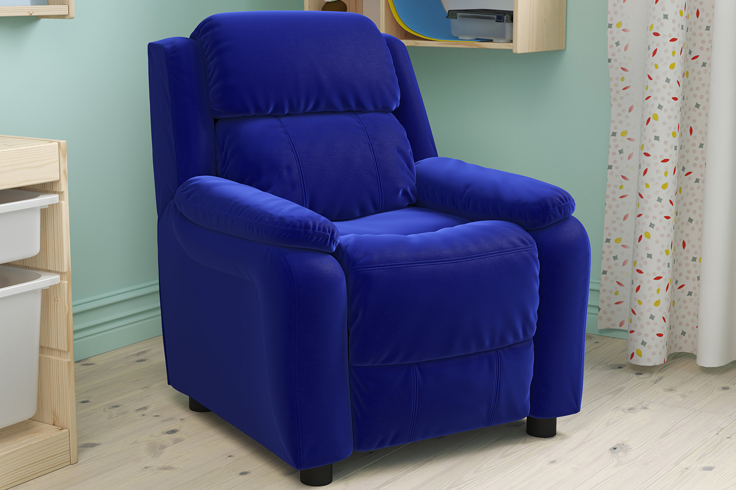 BLNK - Charlie Deluxe Microfiber Padded Contemporary Kids Recliner with Storage Arms
