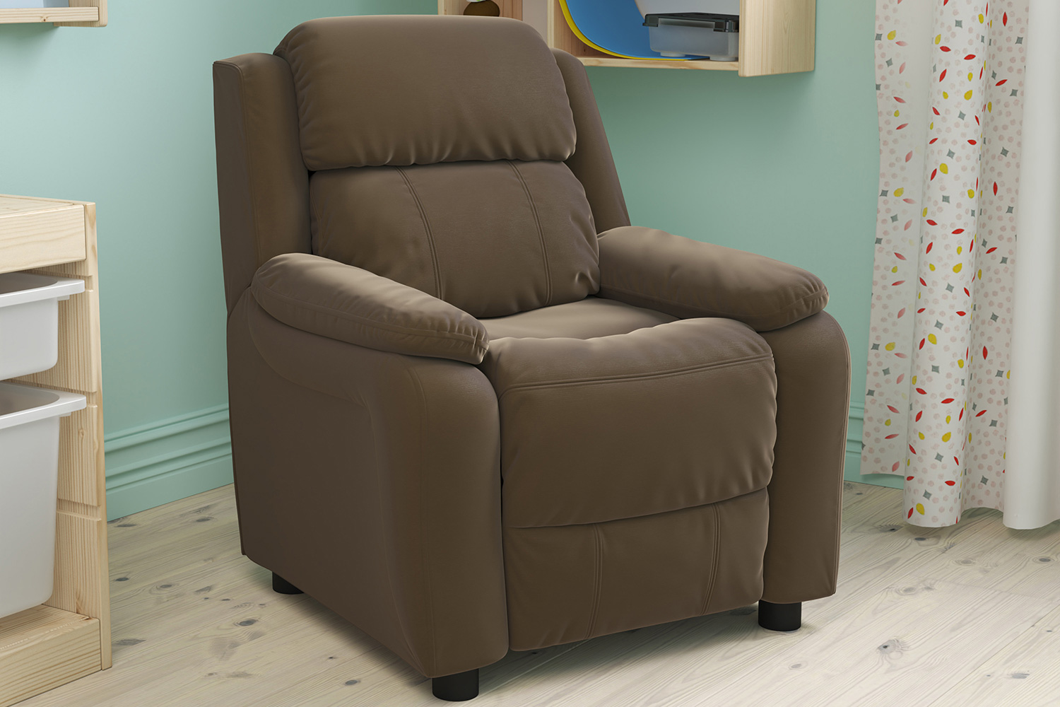 BLNK - Charlie Deluxe Microfiber Padded Contemporary Kids Recliner with Storage Arms