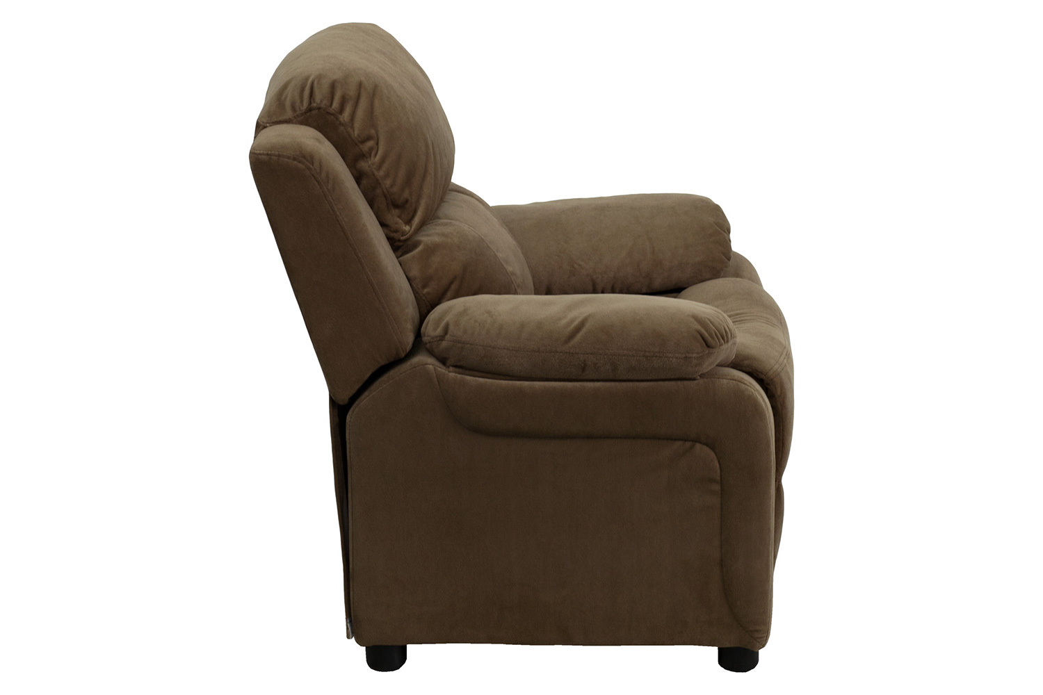 BLNK Charlie Deluxe Microfiber Padded Contemporary Kids Recliner with Storage Arms - Brown