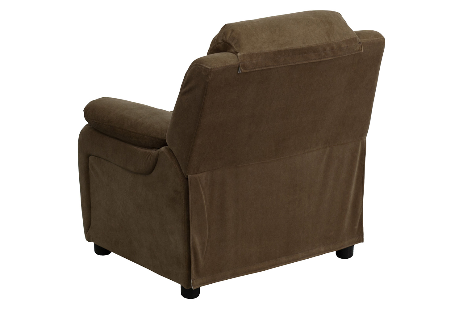 BLNK Charlie Deluxe Microfiber Padded Contemporary Kids Recliner with Storage Arms - Brown