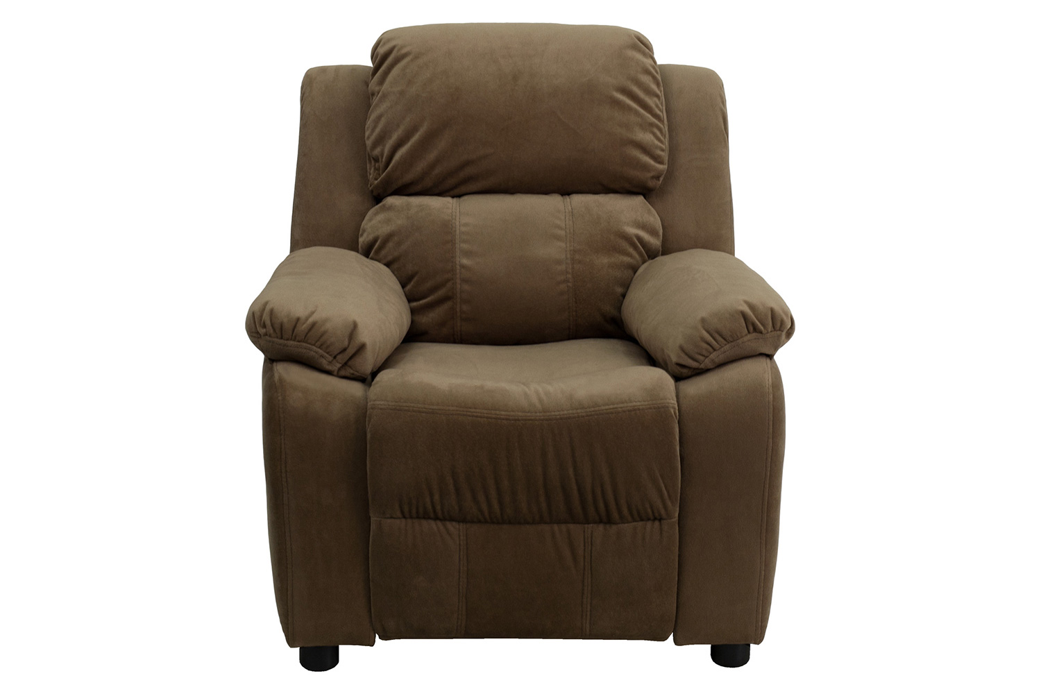 BLNK Charlie Deluxe Microfiber Padded Contemporary Kids Recliner with Storage Arms - Brown