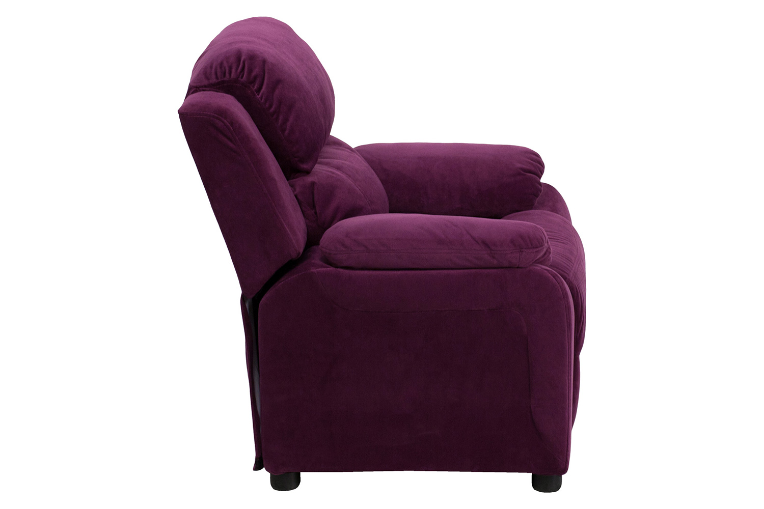 BLNK Charlie Deluxe Microfiber Padded Contemporary Kids Recliner with Storage Arms - Purple